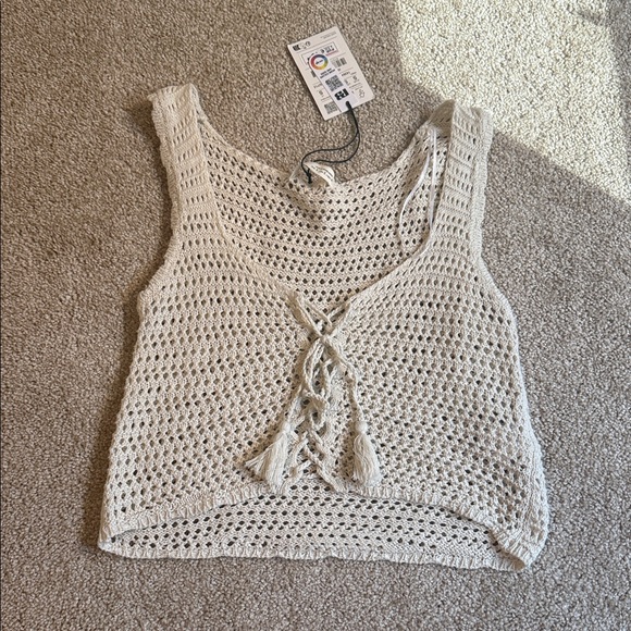 Pull&Bear Tops - Pull&Bear Cream Crochet Tank Top NWT